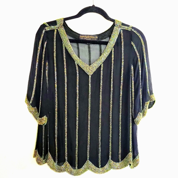 Vintage Tops - Vintage Judith Ann Creations Beaded Silk Top